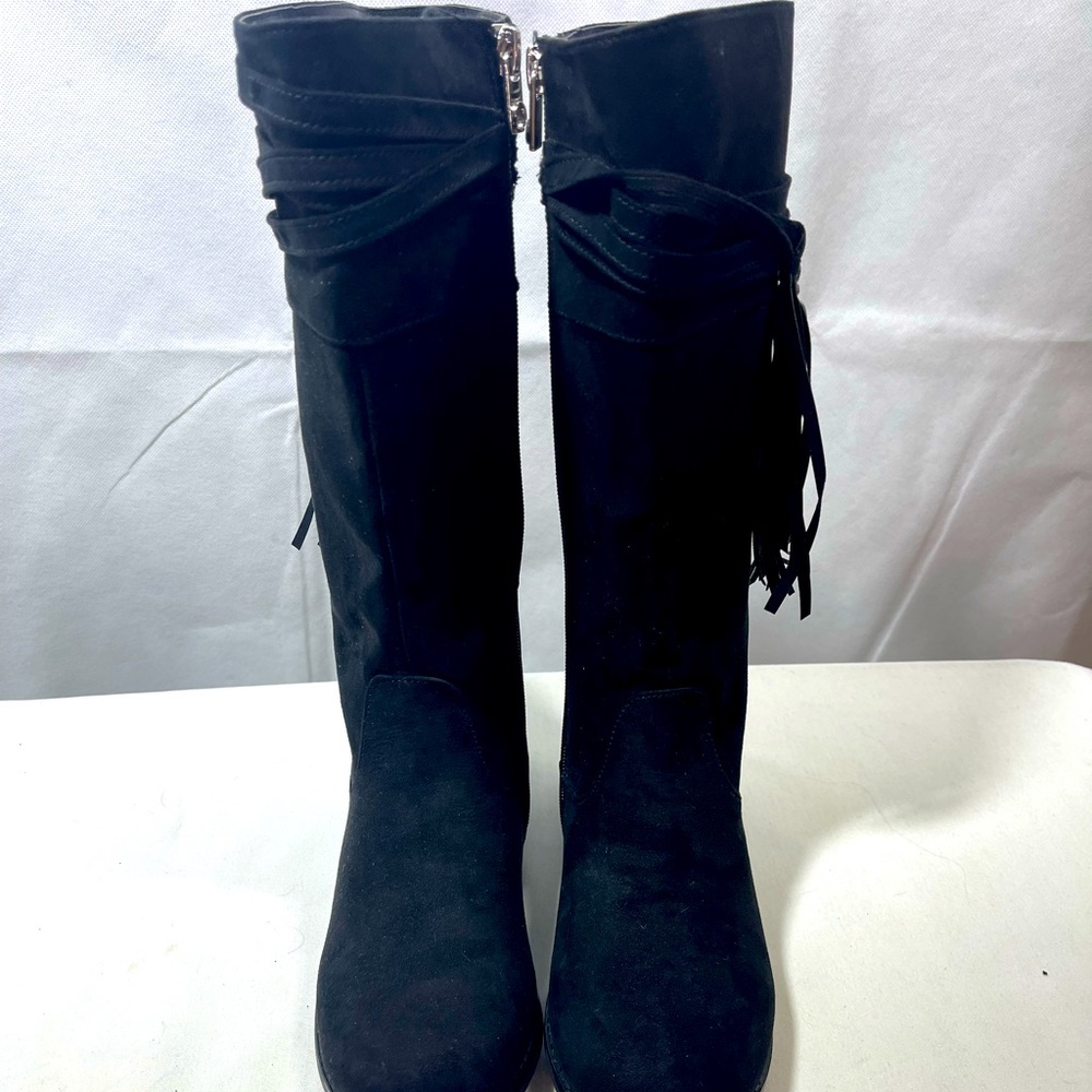 Michael Kors Octavia Black Suede Calf High Girls Size 3 Boots